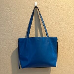 DKNY Blue and Silver Reversible Leather Tote Bag